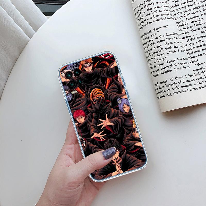 Naruto Akatsuki Transparent Phone Case for Motorola Moto G7 G8 G9 G84 G85 G73 G24 G15 Z2 Play Power Plus