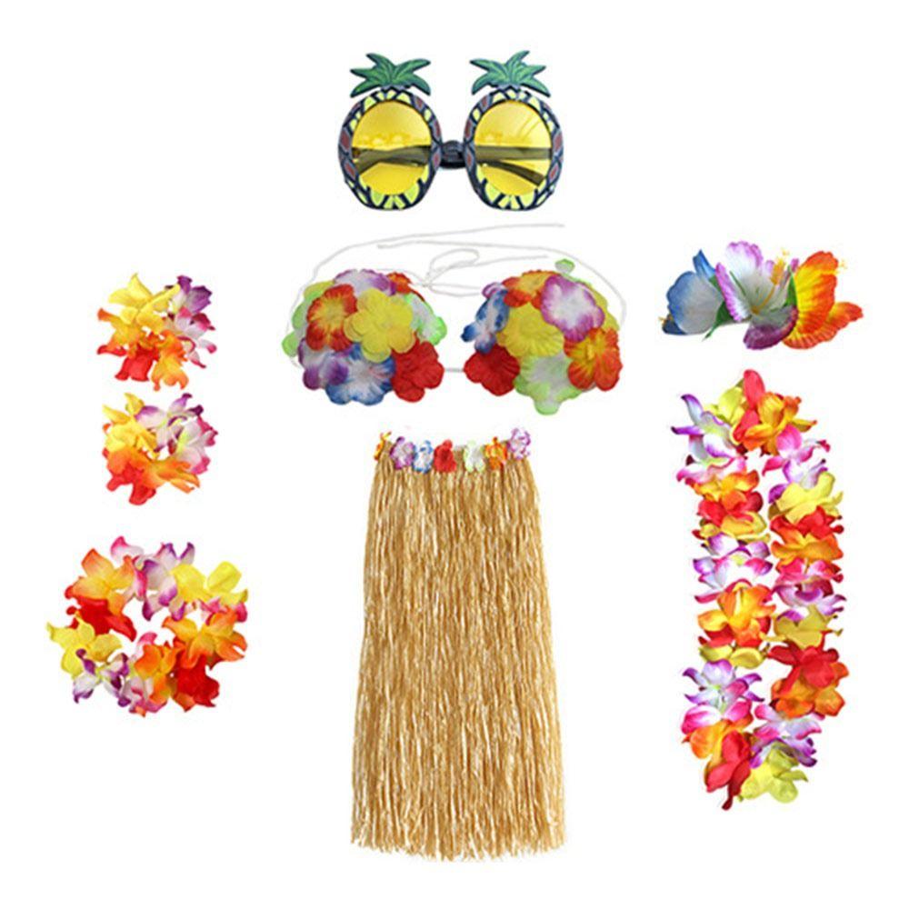 Гавайские принадлежности для вечеринки очки гирлянда ожерелье костюм повязка на голову гавайская хула юбка комплект маскарадный костюм