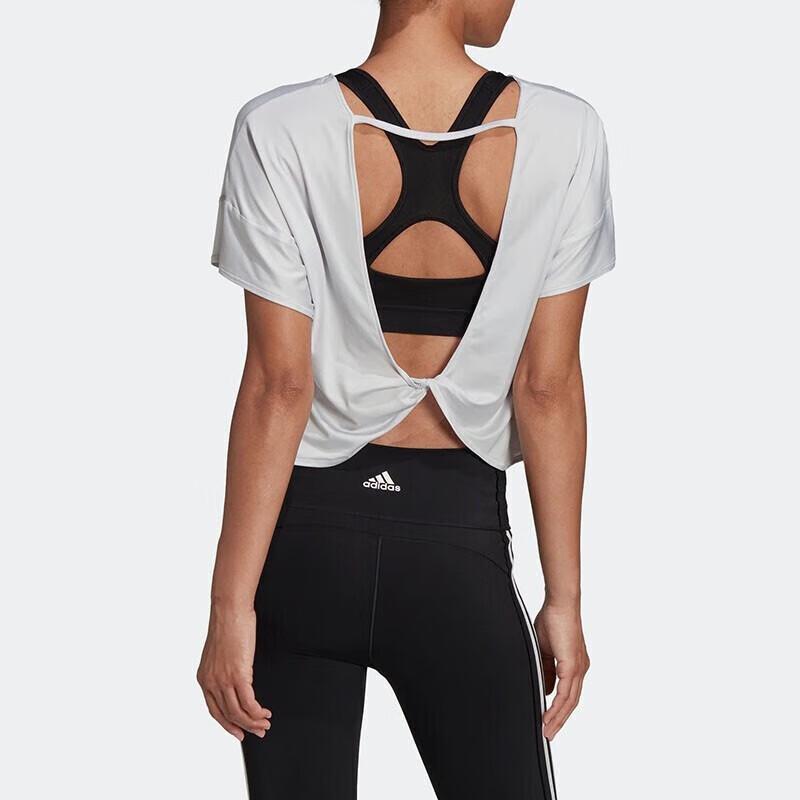 adidas Однотонный повседневный свитер с коротким рукавом для женщин, топы белого цвета HD9556