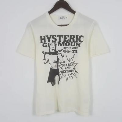 Винтажная футболка Hysteric Glamour Crime с коротким рукавом, белая, KV35909, Унисекс