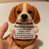 Вязаная крючком кукла щенок ручной работы эмоциональная поддержка щенок с вдохновляющей открыткой позитивный мини-вязаный крючком собачий орнамент подарок для поощрения