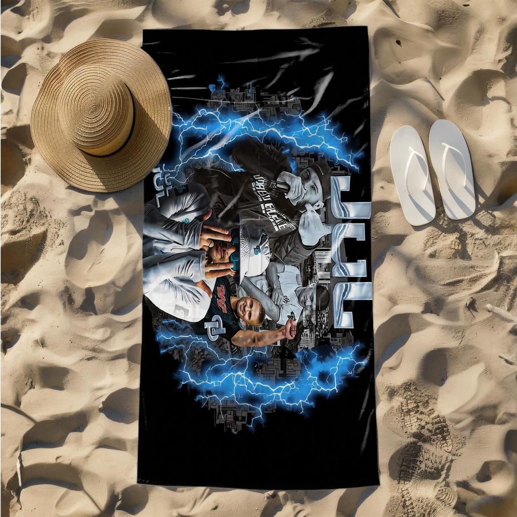 1pc Urban Energy Vibes with Lightning Effects 2D Printed Microfiber Beach Towel, quick dry super absorbent. Great for beach