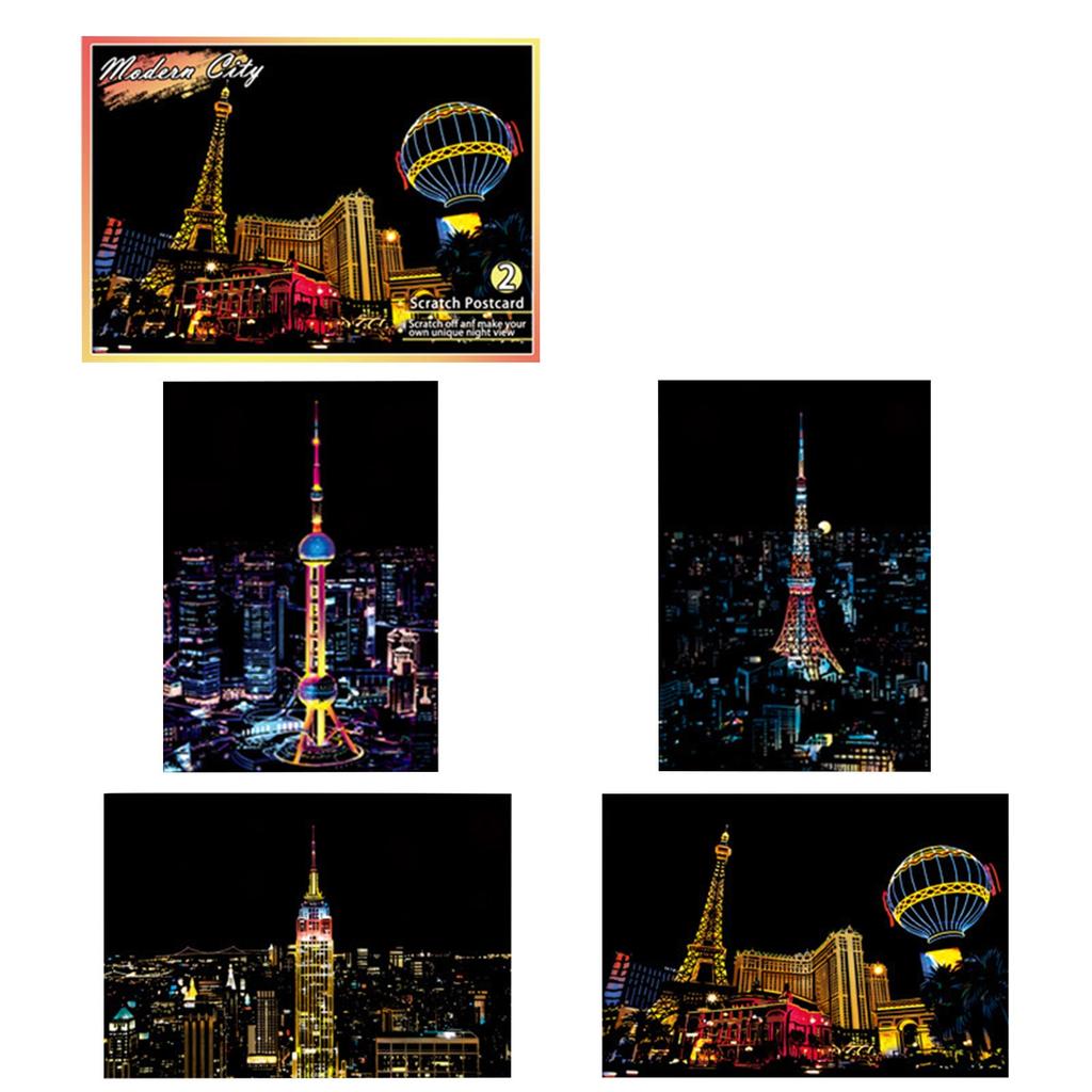 Night Scene Scratch Painting City Scenery Building Scratch Painting Small Colorful Painting