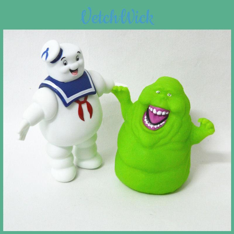 Premium Quality Ghostbusters Marshmallow Man And Slimer Green Ghost Figurine Set