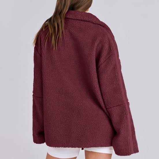 Женское зимнее шерстяное пальто с отложным воротником и карманами, свободная однотонная термозастежка-молния с длинными рукавами, куртка для школы, свиданий, поездок на работу