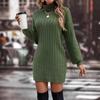 JPNTKY Women's Fashion Casual Autumn Winter Long Sleeve Half Turtleneck Loose Sweaters Dress