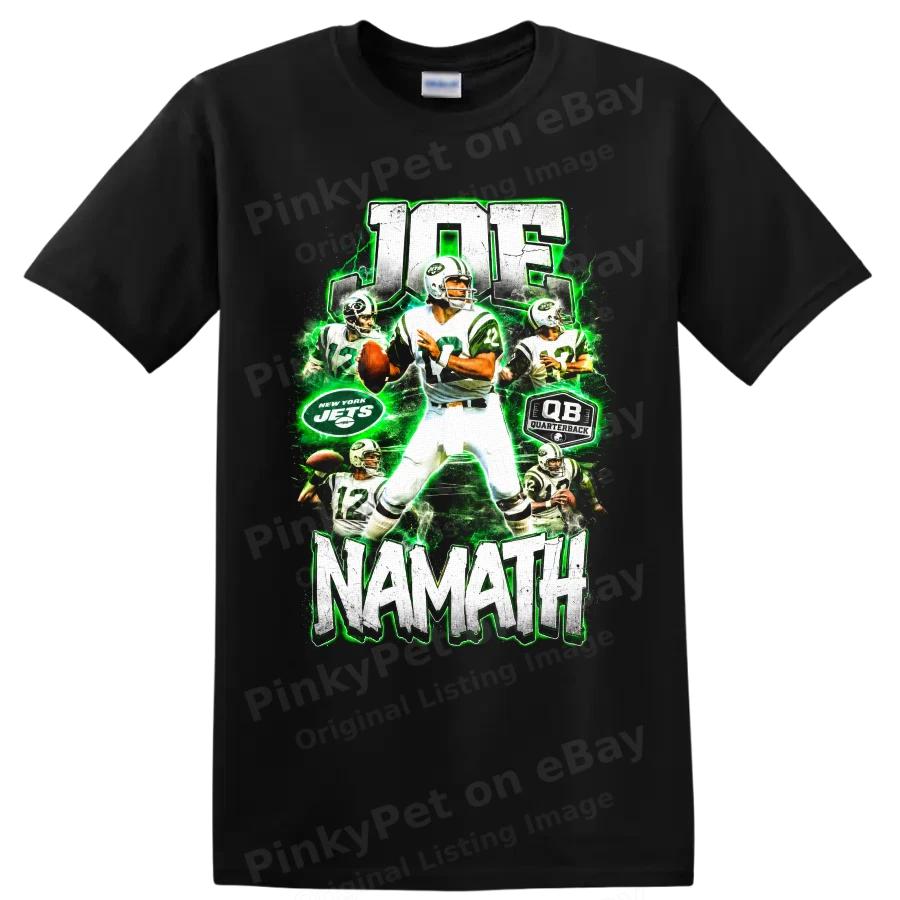 Joe Namath New York Jets Quarterback Football T Shirt Retro Graphic Legend Tee