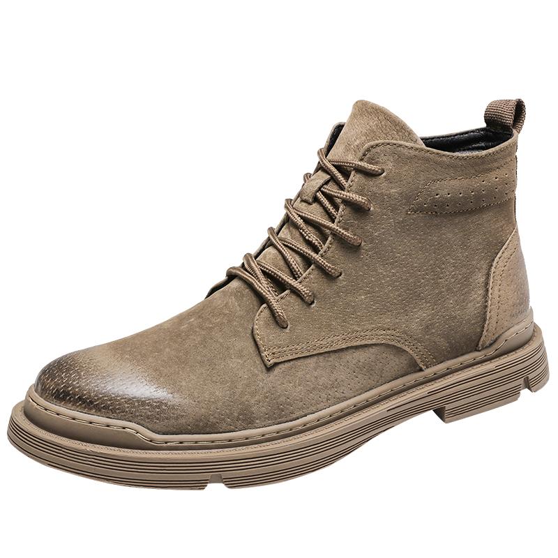 Зимние мужские ботильоны Классические деловые кожаные ботинки Мужские повседневные короткие ботинки Модные высокие ботинки на шнуровке Бесплатная доставка