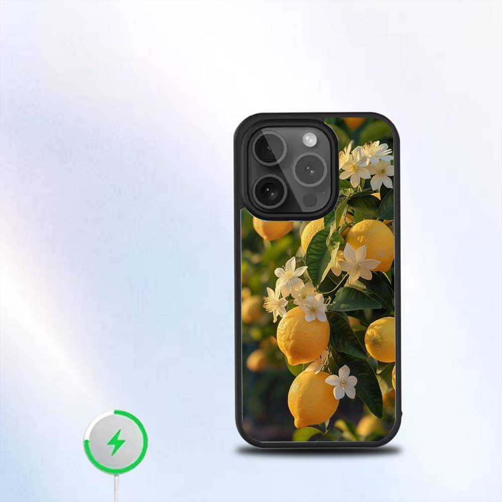 Фруктовый Лимон Арт Чехол для Телефона Для iPhone 17,16,15,14,13,12,11,Pro,Max,Plus,Mini,SE4,E Магнитный Для Magsafe Беспроводной