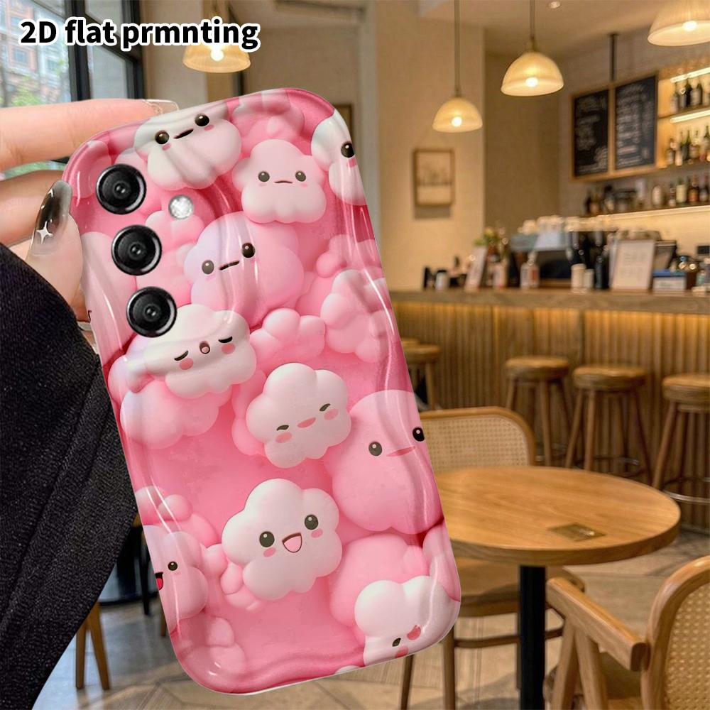 Phone Case: 2D flat, fits Samsung Galaxy A34 A35 M05 M06 S20 S22 S21 FE Plus 5G protective case, pink clouds, perfect Christmas and Halloween holiday