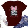 Happy Easter Women's Fashion Printed Round Neck Short Sleeve T-Shirt Pullover Top