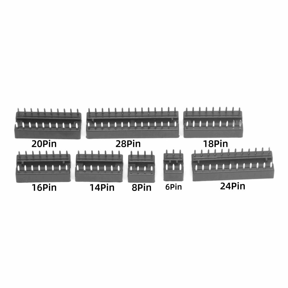 66pcs Solder Type IC Sockets Adapter Flat Feet Pin Socket Connector Electronic Repair