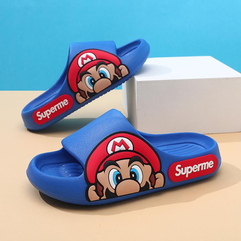 Детские шлепанцы-сандалии в стиле мультфильма Марио, мягкие, из ЭВА, нескользящие, летняя обувь для мальчиков