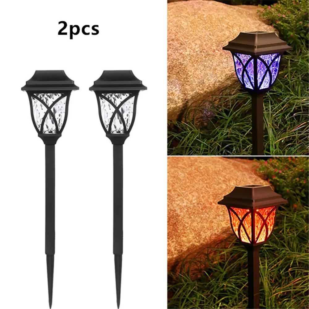 2 шт. солнечные дорожки для двора, уличные IP65, водонепроницаемые солнечные светодиодные лампы, украшения для сада, дорожки, подъездная дорога, патио, двор, лужайка