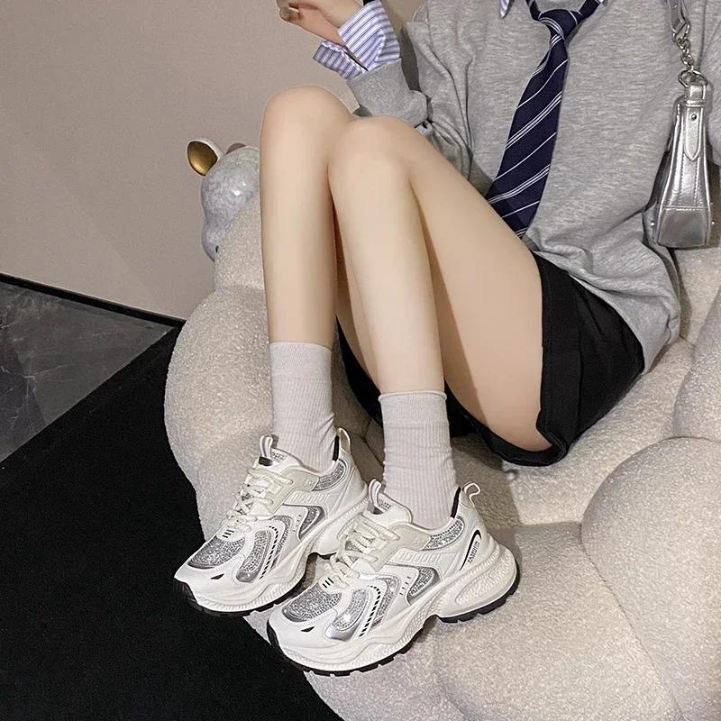 Женская обувь на толстой подошве, сетчатая, увеличивающая рост, прозрачная, повседневная, спортивная обувь, женские кроссовки