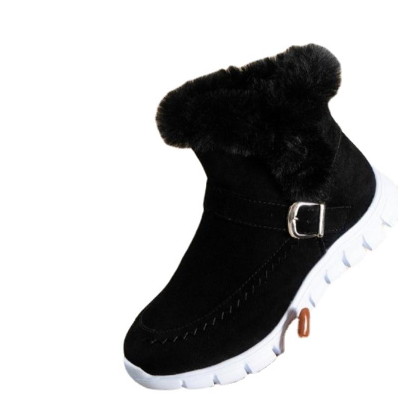 Short Plush Suede Ankle Boots Flats Gladiator Sport Ladies Botas Mujer Winter Women Fur Warm Chelsea Snow Boots Casual Shoes