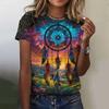 Summer Dreamcatcher 3D Print T-Shirt Women's Street Casual Retro Y2K Short Sleeve Crew Neck Top