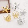 Stylish Ocean Themed Adjustable Bangle Featuring Starfish And Seashell Design For Casual Wear Or Beach Vacations