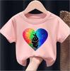 Children Short Sleeve Tops Funny Heart Shaped Design Tshirt Girls Spring Party Dresses Kid Lovely Tees Girl Clothes