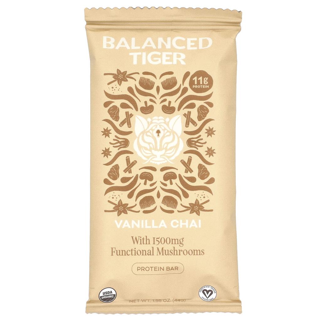 Balanced Tiger Protein Bar, Vanilla Chai, 12 Packs, 44g (1.55oz) Each