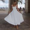 Summer Square Neck Sleeveless Party Suspender Long Dress Fashion Elegant Women Sleeveless A-line Sundress Solid Color Streetwear Slim Clothing