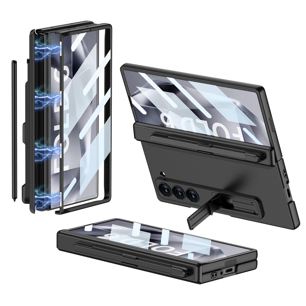 Чехол для телефона Samsung Z FOLD6 со слотом для стилуса FOLD6 Чехол-книжка с шарниром Твердый чехол Защитная пленка из стекла против подглядывания Защитный чехол FOLD6