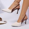 Fashion Stiletto Sandals Autumn New Pointed Toe Light Mouth Color Block One Strap Anti-Slip Wear-Resistant High Heels