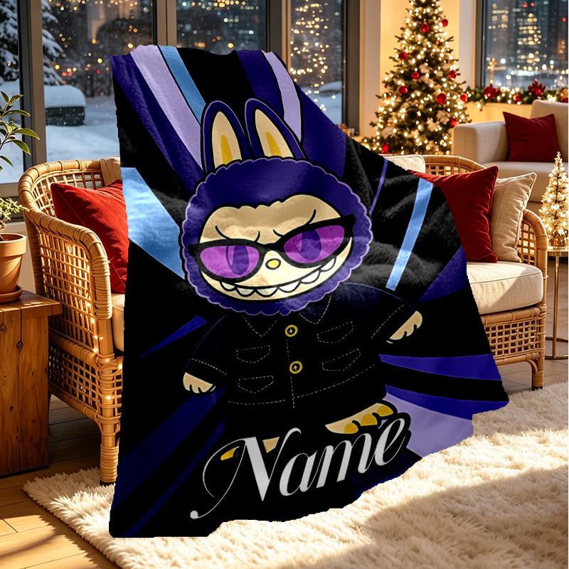 Custom Name Personalized Labubu Print Blanket, Home Decor, Bedroom, Sofa, Camping, Couch, Gifts for Birthday ChristmasEnthusiasts