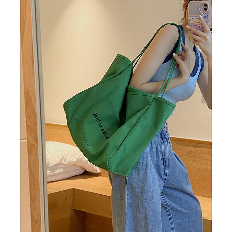 Casual canvas bag women's summer 2025 new trendy fashion tote bag versatile ins large-capacity bag shopping bag