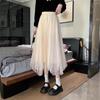 Летняя женская сетчатая юбка-пачка неправильной формы, длинная юбка-миди для вечеринки, корейская модная женская эластичная фатиновая юбка с высокой талией