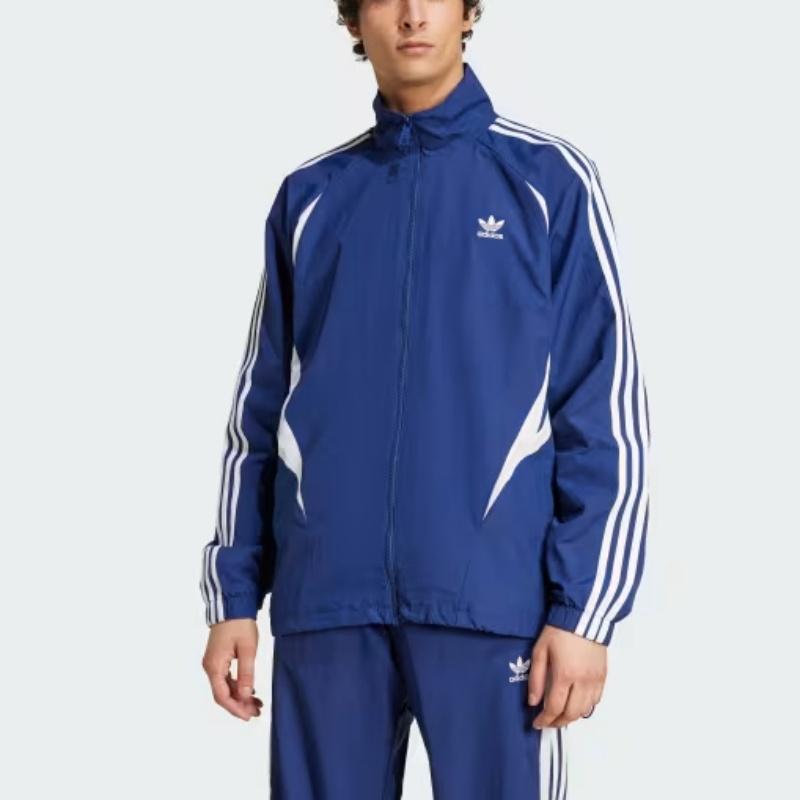 adidas Оригинальная винтажная спортивная куртка с вышитым логотипом и цветными полосками, мужская куртка синего цвета IY2091