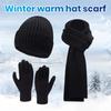 3 шт./набор Унисекс Зимняя шапка-бини Шарф Перчатки Набор Толстая Вязаная Теплая Шапка Перчатки с сенсорным экраном Эластичная Защита ушей Ветрозащитная