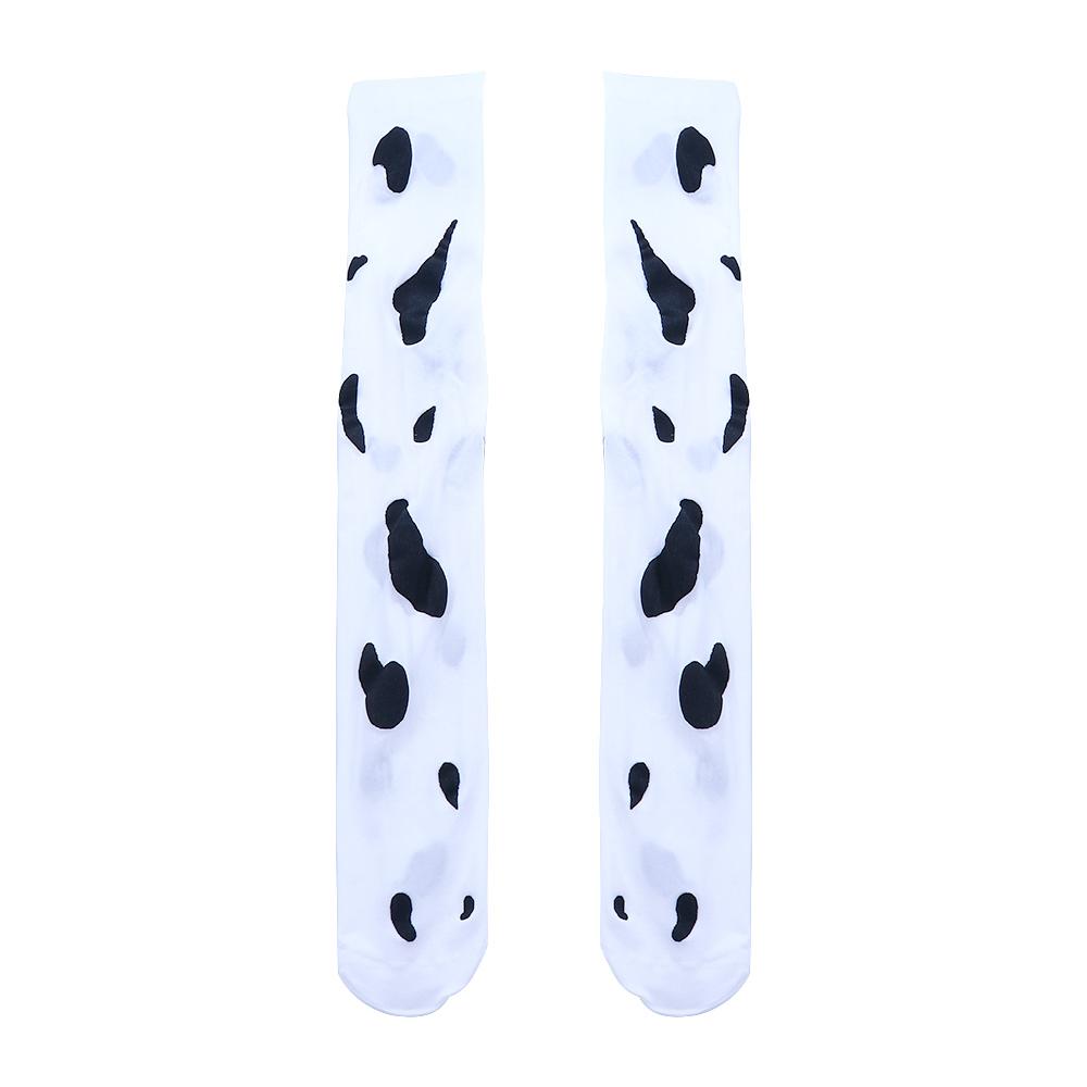 Каваи Шелковые Носки Косплей Чулки С Принтом Коровы Колготки С Принтом Коровьих Пятен Чулки Выше Колена