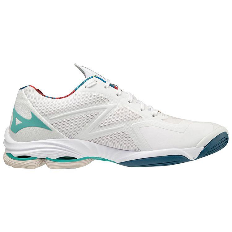 Mizuno Wave Lightning Z7 Удобные кроссовки с низким верхом для тренировок, унисекс, бело-красно-зеленые V1GA220048