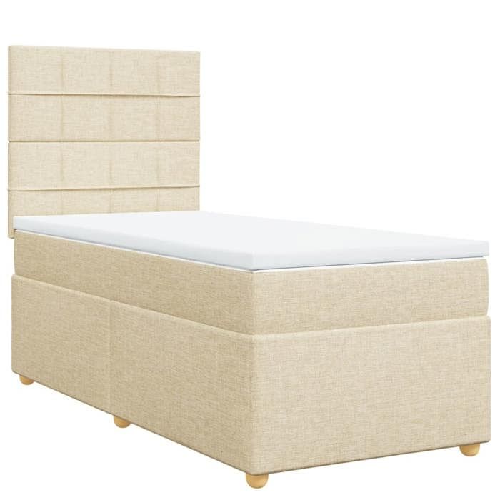 Maison Exclusive - Sommier à lattes de lit avec matelas Crème 80x200 cm Tissu
