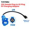 TAYSLA Adapter for EV Charger CEE Female Plug 3 Pins Wall Mount Socket  EU & US Plug Suitable for 32A 1Phase 7KW Charger