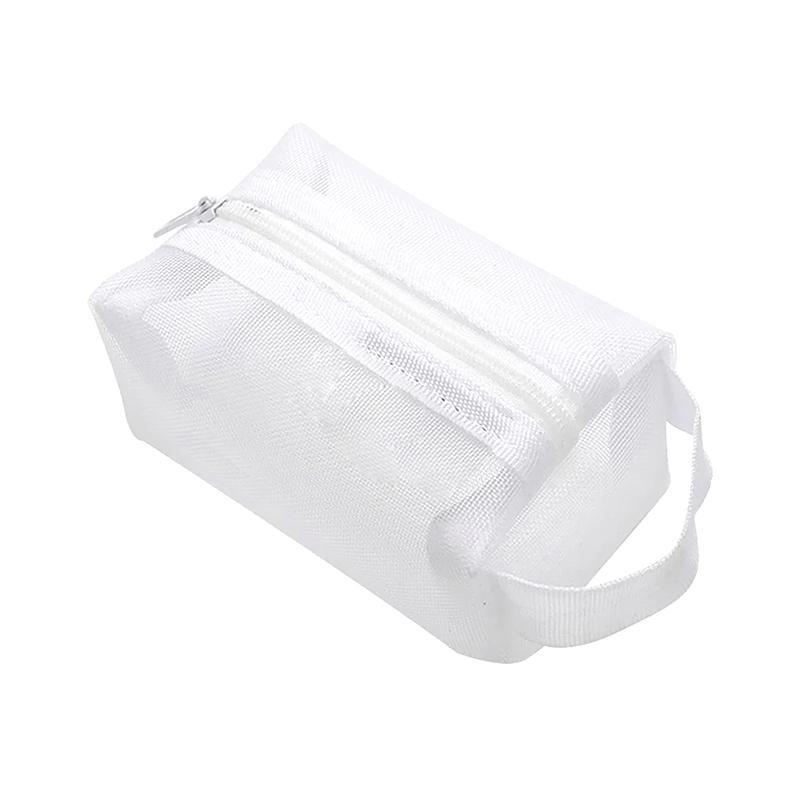 Simple Nylon Small Square Mesh Makeup Bags Three-Dimensional Coin Purse Key Id Credit Card Holder Bags Mesh Zipper Storage Bags