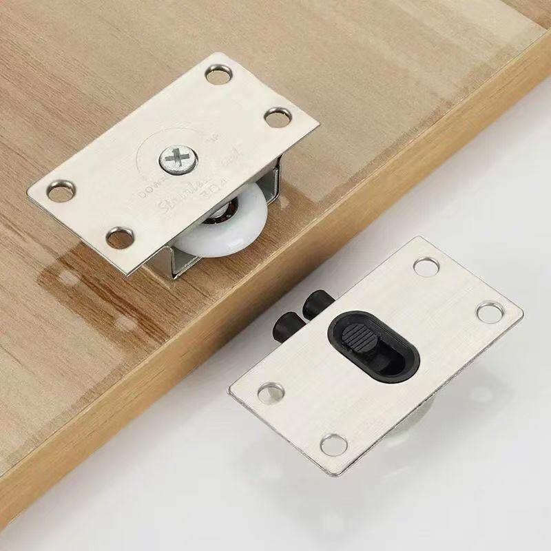 1/4 Set Wardrobe Door Pulley Sliding Door Up and Down Track Cam Slide Rail Hanging Wheel Wardrobe Cabinet Stainless Steel