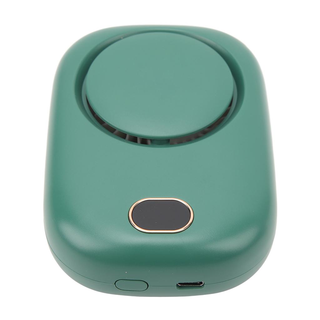 Hanging Neck Fan Portable USB Charging Leafless Fan Large Wind Power Display Hanging Neck Bladeless Small Fan Dark Green