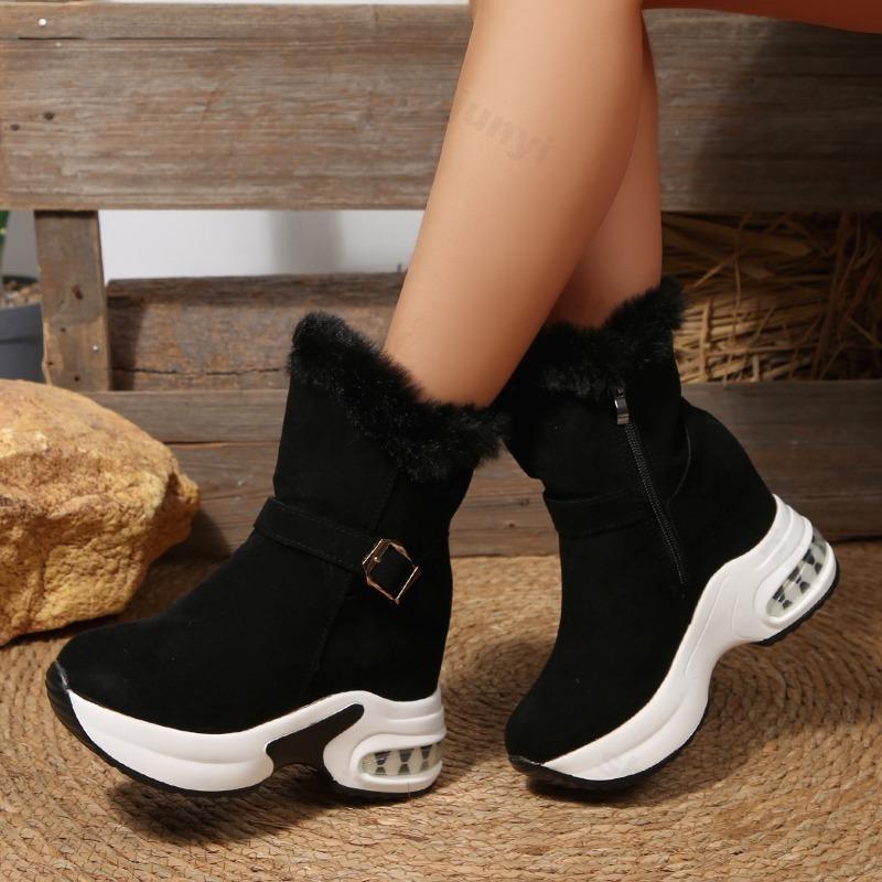 Fashion Fashion Belt Buckle Warm Casual Thick Soled Snow Boots for Women 2025 Winter New Comforatble Versatile Chunky Hairy Cotton Shoes