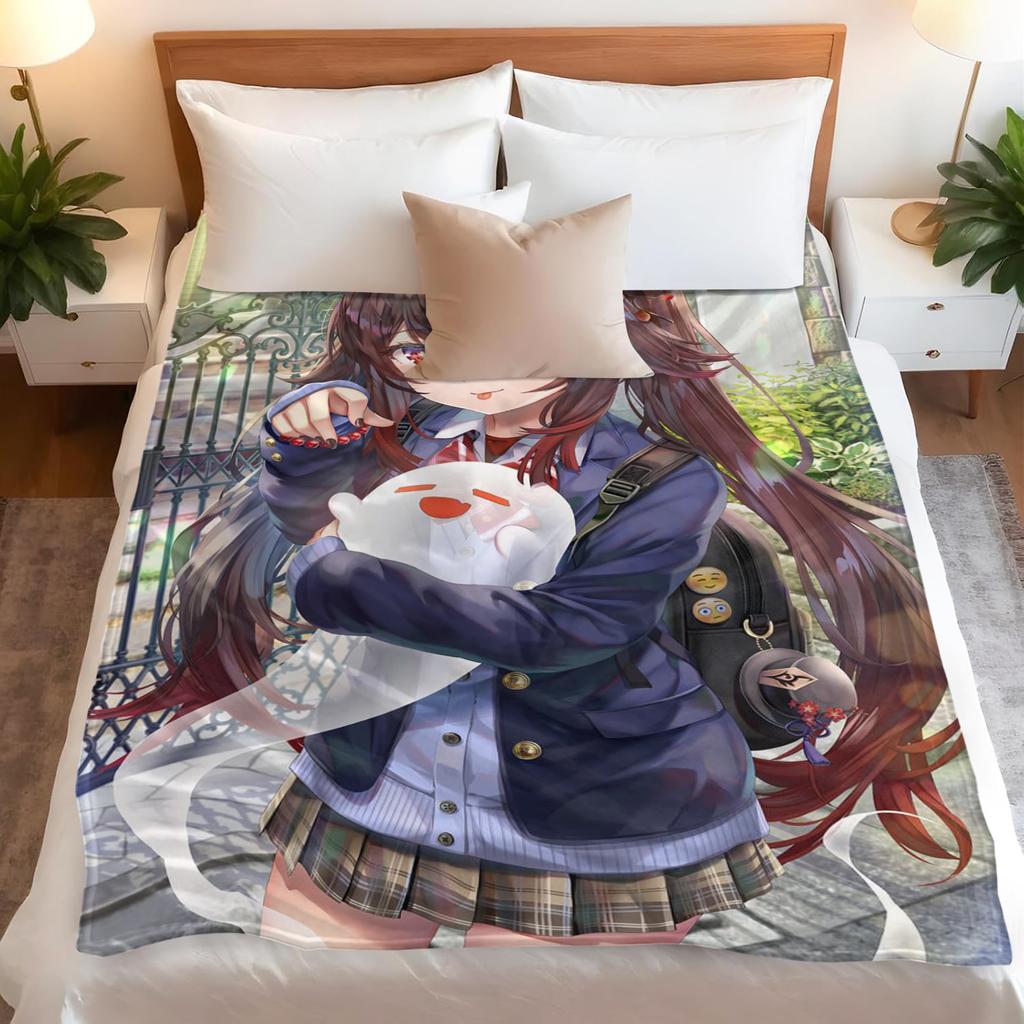 Multi-Use Flannel Fleece Fashion Blanket - Anime Cartoon Print - Perfect for Sofa, Bed, Camping, Picnic - Machine Washable
