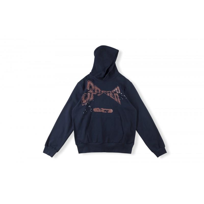 Mens Hooded Sweatshirt Set Spider Web Letter Print Streetwear Teens Youth Casual