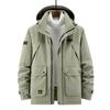Мужские новые зимние многокарманные мужские хлопковые пальто свободные большие размеры съемная шапка мужские хлопковые пальто
