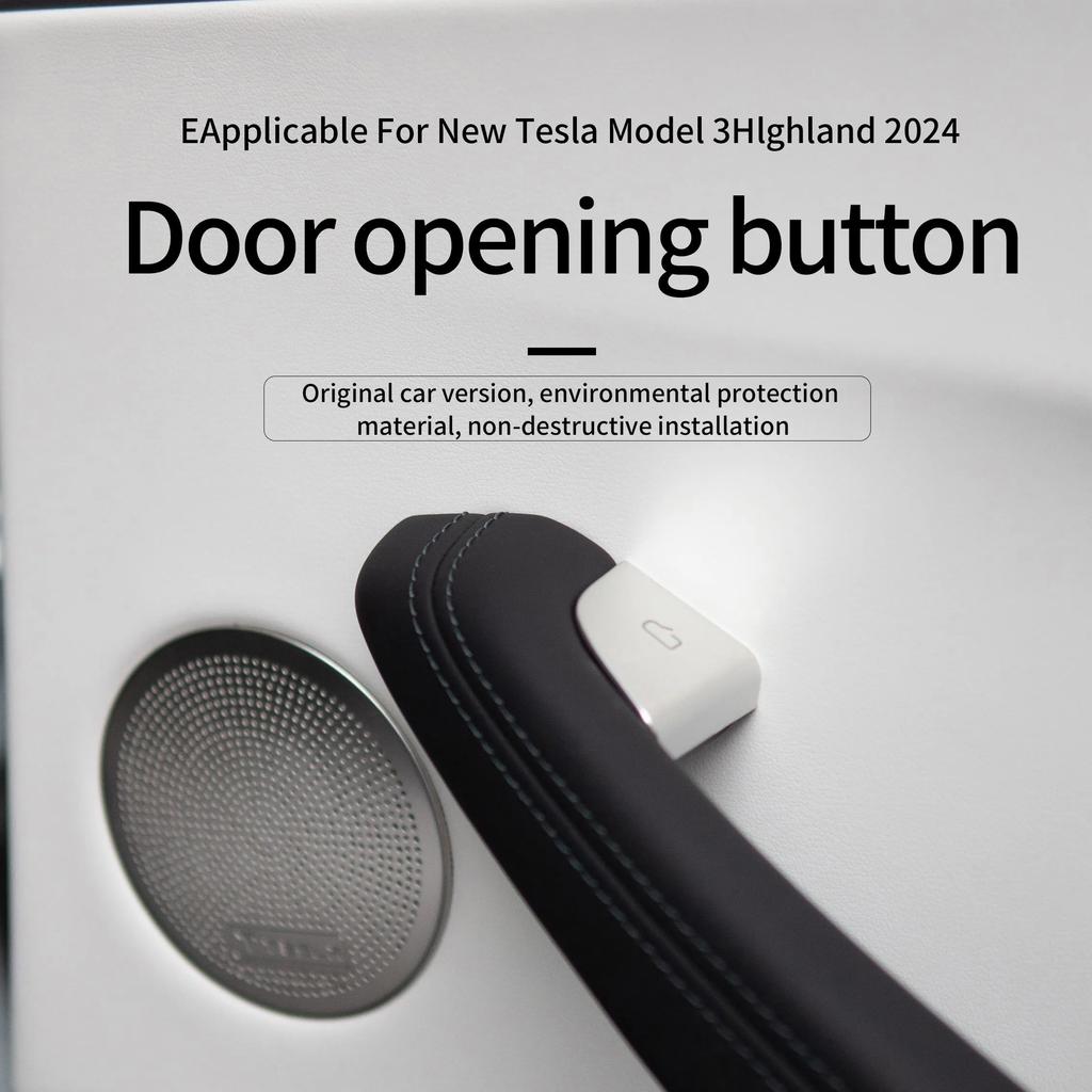4pcs Car Door Opening Button Stickers For Tesla Model 3 Highland 2024 Door Button Trim Reminder Protector Decals Car Accessories