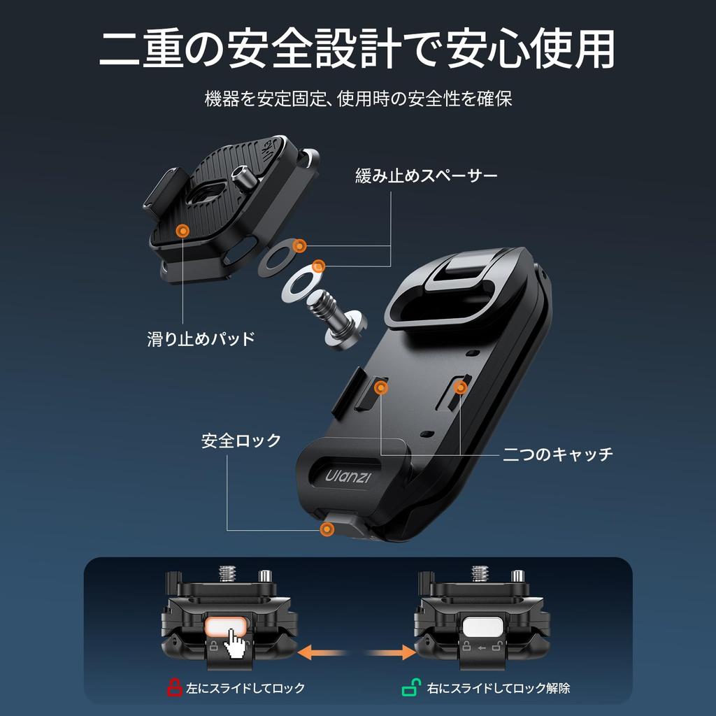 Ulanzi Uka07 Backpack Strap Clip Quick Release Set for F38 Plate Camera Quick Quick Release Plate for Uka, Anti-Rotation Plate, Compatible, Arca-Swiss