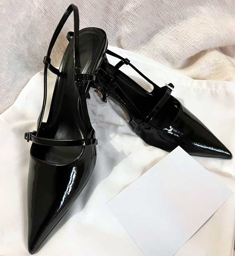 Модные сексуальные босоножки с острым носком, женские летние красные тонкие высокие каблуки для женщин, лакированные кожаные мюли с ремешком сзади, свадебные женские туфли-лодочки