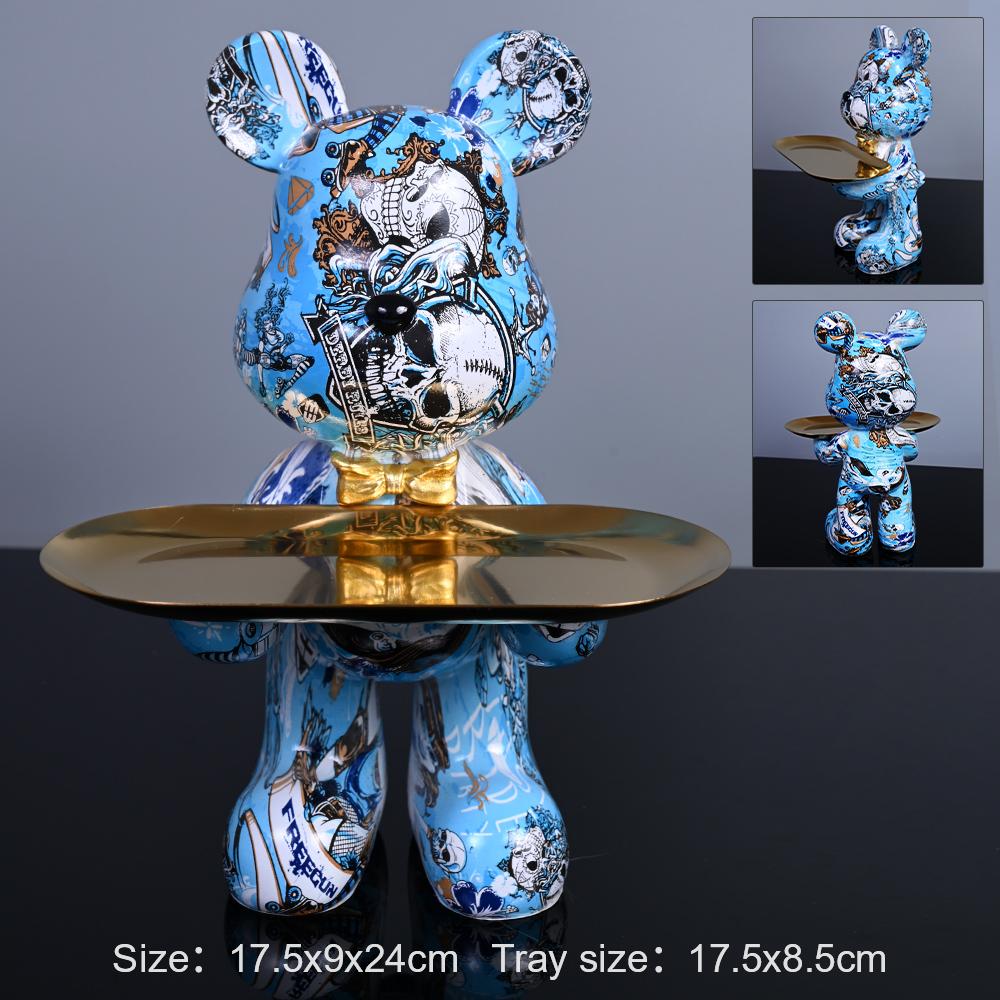 House Decoration Colorful Bear Sculptures Figure Ornaments Nordic Office Table Modern Art Resin Decor Cute Statue