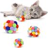 Cat Toy Ball with Bell, Colorful Soft Plush Ball Built-in Cat Bell, Chew Toy Interactive Cat Toy for Indoor Cats and Kittens