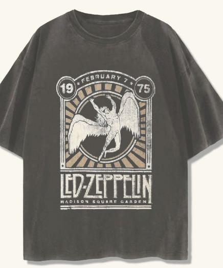 Винтажный стиль Led Zeppelin рок-музыка тур короткий рукав черная футболка KV38203 Унисекс Футболка