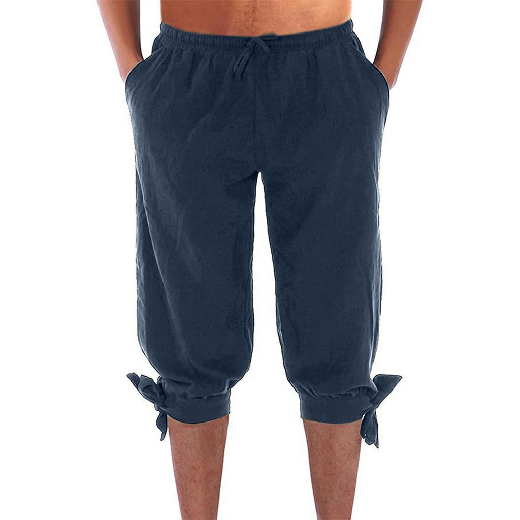 Мужские повседневные свободные прямые летние пляжные штаны для йоги на шнурке